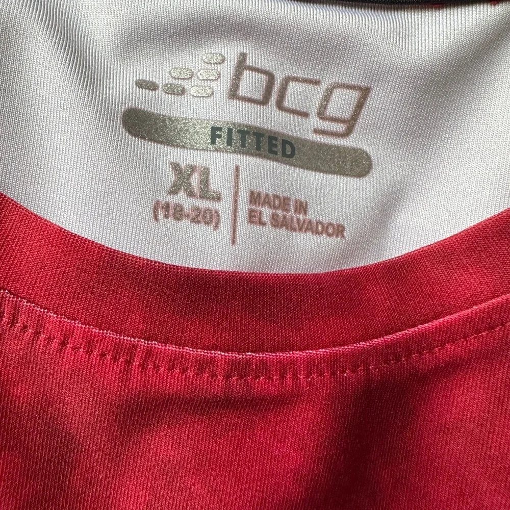 BCG. Red Fitted T-Shirt with Baseball Graphic